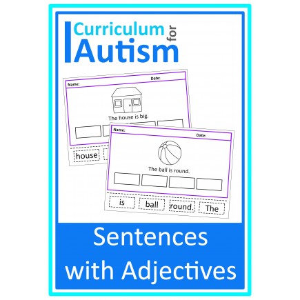 Adjectives Sentence Building Cut & Paste Worksheets